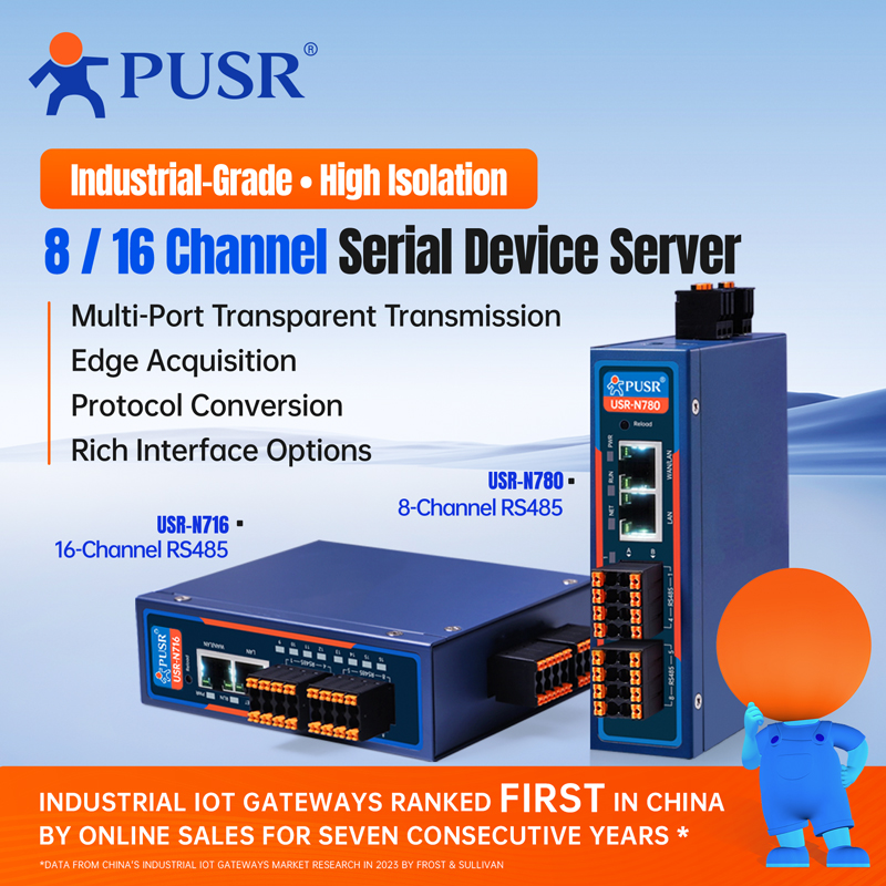 Power Over Ethernet - Conversor Industrial PUSR RS485 para Ethernet
